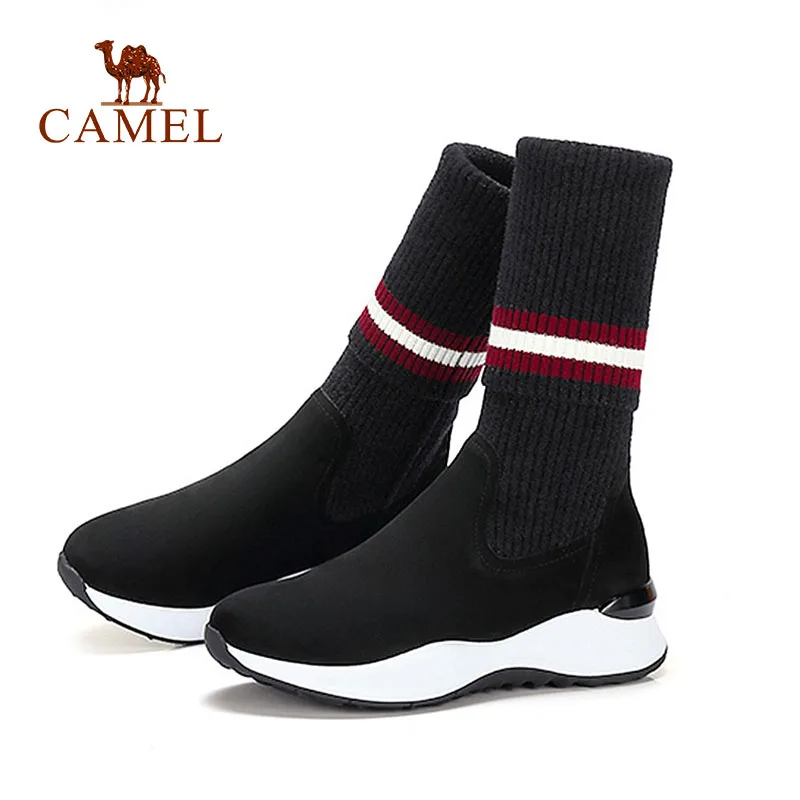 CAMEL/зимние женские замшевые короткие носки на средней платформе Женская