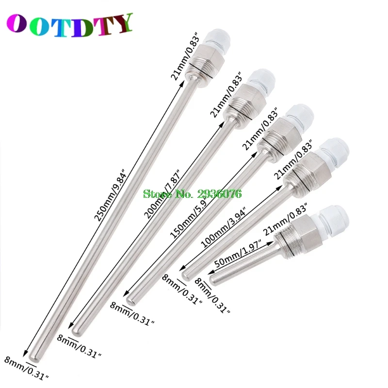 OOTDTY 50 250 мм нержавеющая сталь Thermowell 1/2 дюйма NPT резьба для датчиков