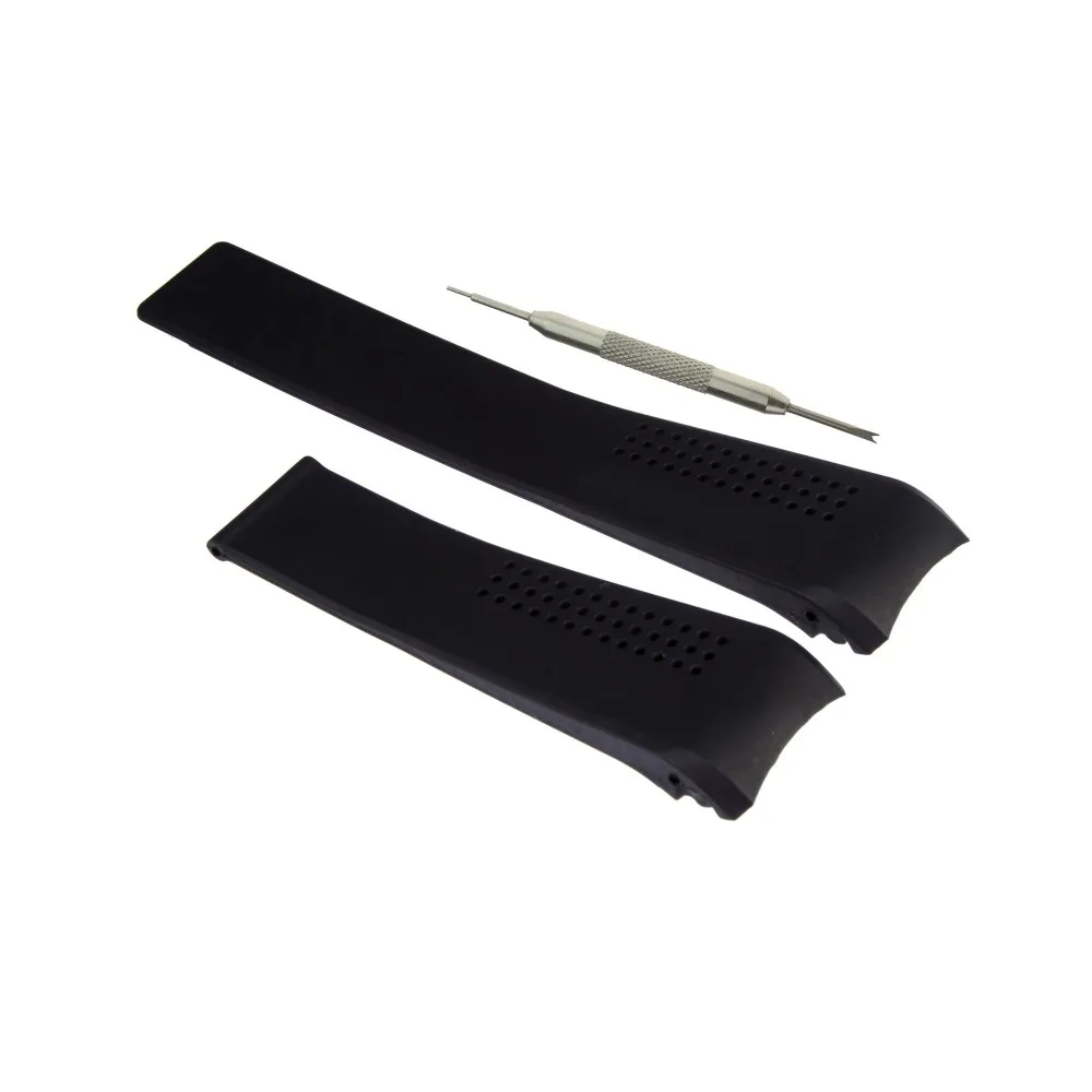 

MDNEN 22mm Black Rubber Watch Band Strap Fits For TAG Carrera FT6012 CAR201 + Tool