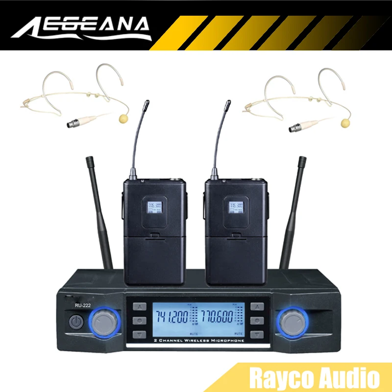 AEGEANA RU-223 PLL UHF двойное беспроводное микрофонное устройство с экраном 200 каналов