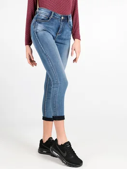 

LITTLE BUTTERFLY fashion classic three quarter pencil pants woman skinny elastic slim matching turnup