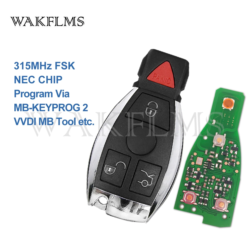 Reliable 2 Batteries NEC Chip 315MHz Panic 433MHz Car Smart Remote Key Fob For Mercedes Benz A B C E G R S Class CL CLK CLS GL ML SL SLK