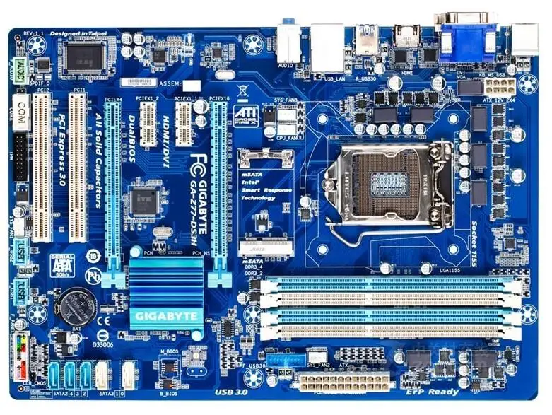 Материнская плата для Gigabyte оригинальная б/у настольного ПК разъем Z77 LGA 1155 i3 i5 i7 DDR3