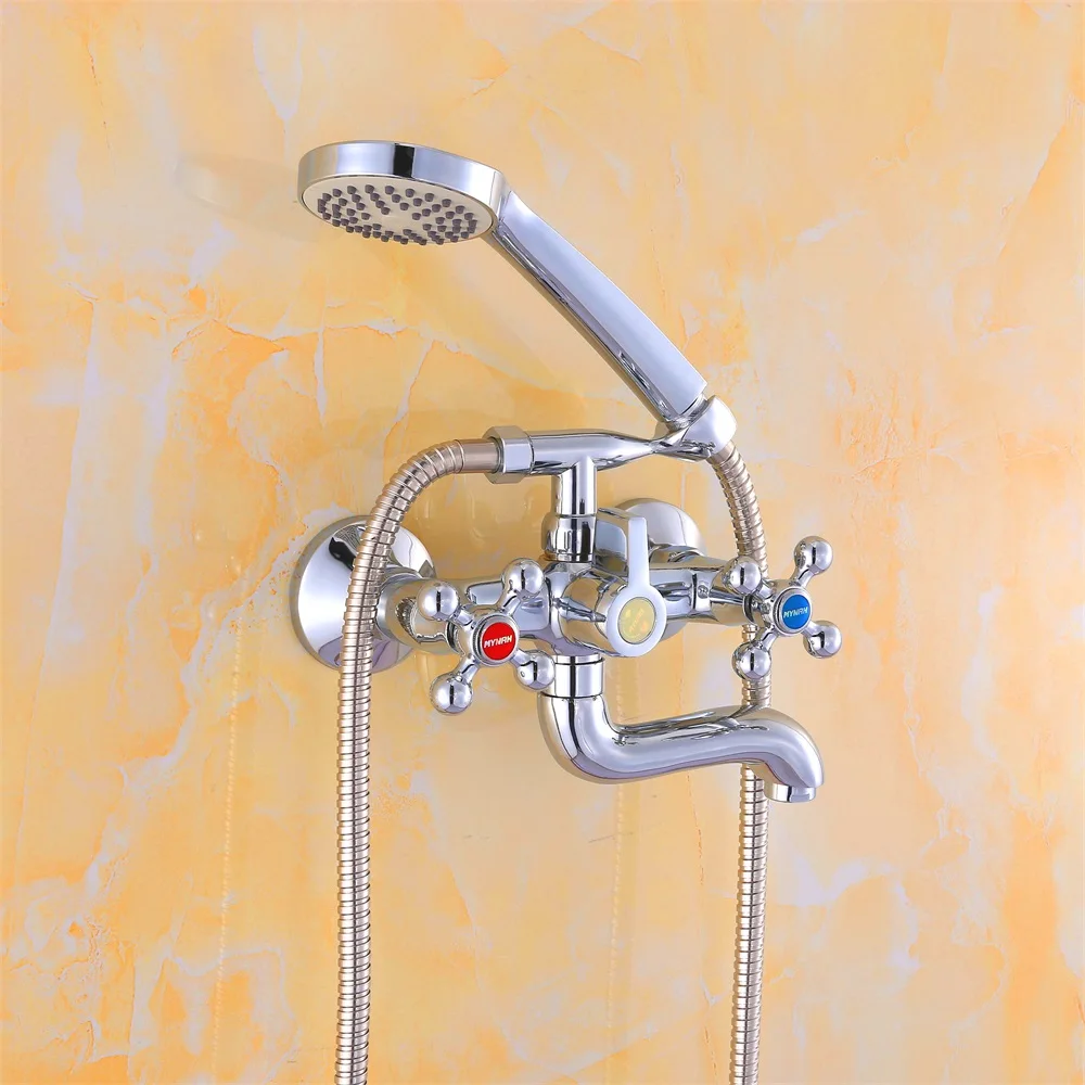 Смесители для ванной хромированный смеситель для ванной комнаты стиль ручной кран для ванной настенный смеситель для душа