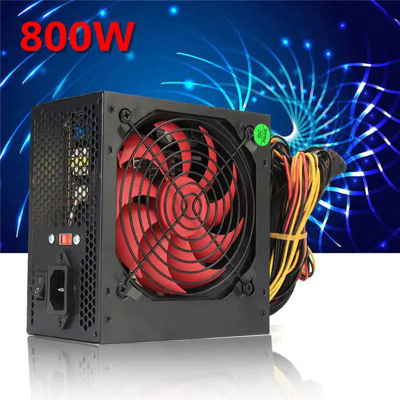 

Black EU/AU 800W 800 Watt Power Supply 120mm Fan 24 Pin PCI SATA ATX 12V Molex Connect Computer Power Supply 80+Gold