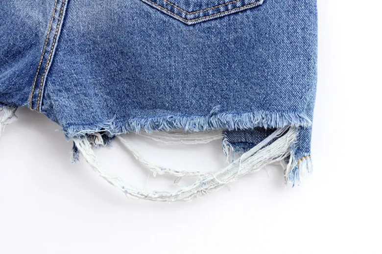 Увядшие 2018 летние джинсовые шорты женские качественные английские Промытые рваные кисточки жемчужная лента джинсовые шаровары шорты для