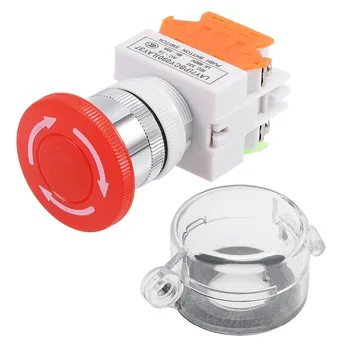 

UXCELL 22mm Switches Mounting Hole Latching Emergency Stop Push Button Switch With Waterproof Cover 1NO 1NC Switch Accessories