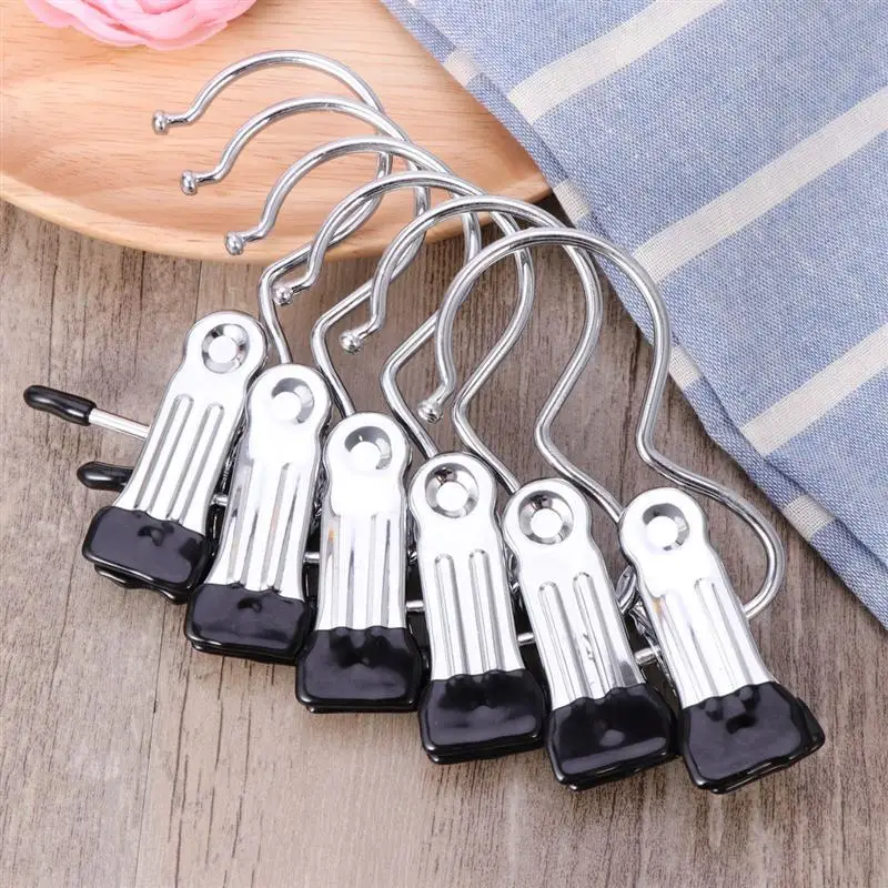

12pcs Laundry Hook Hanging Clothes Pins Stainless Steel Travel Home Clothing Boot Hanger Hold Clips