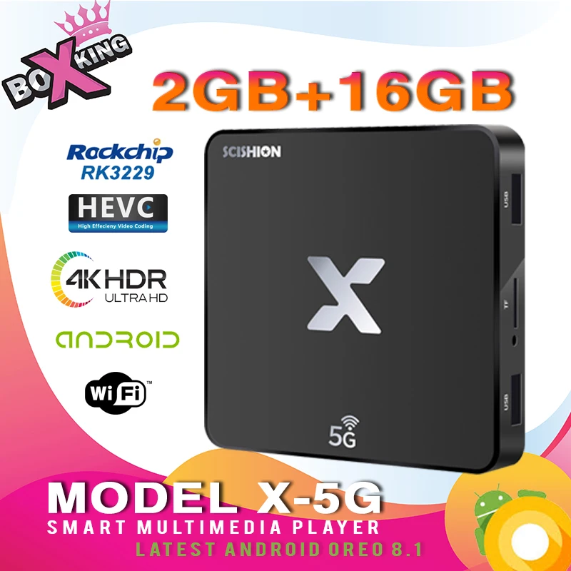 

SCISHION Model X 5G 2GB 16GB 4K Smart TV Box Android 8.1 RK 3229 Quad-core 5G WiFi Set-Top Box tx3 mini x96 mxq pro m8s (p10)