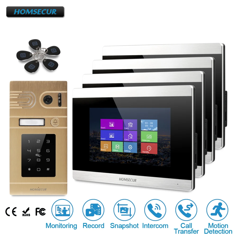 

HOMSECUR 7" Wired Video Door Phone Intercom System+RFID Access for Home Security BC071-G + BM715-S
