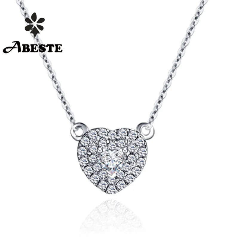 

ANI 18K Solid White/Rose/Yellow Gold Women Wedding Necklace 0.2 ct Natural Diamond Engagement Heart Shape Pendant Necklace Chain
