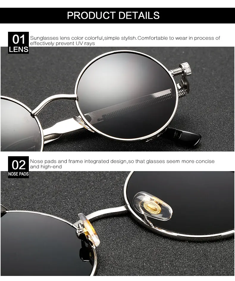 Металлические стимпанк Солнцезащитные очки для мужчин и женщин модные круглые очки фирменный Дизайн Винтажные Солнцезащитные очки высокое качество UV400 очки оттенки