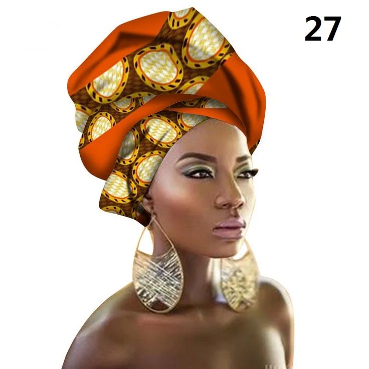 Mylb полиэстер ткань африканские головные уборы для женская головная повязка украшения обертывание галстук шарф африканские аксессуары для волос - Цвет: 27