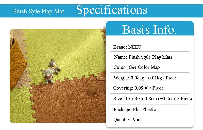 30X30X0,8 см EVA пены короткий мех плюшевый коврик детский игровой коврик 9 шт. блокировка пола плитка Коврик для упражнений гостиная татами без краев