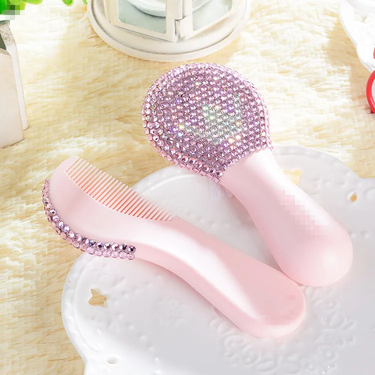 MIYOCAR beautiful set of safe Prince Princess baby comb,bling pink pacifier bling baby glass bottle ideal gift for baby shower