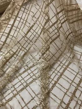 

New design JIANXI.C-6140 glued glitter african lace fabric glued glitter sequins French tulle lace fabric