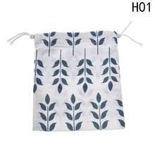 Модный шнурок мешок хлопок Хранение продуктов сумки продуктовая тележка многоразовые пшеницы печатных мешок