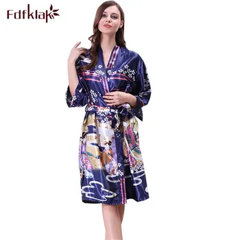 

Fdfklak New loose bridesmaid robes women silk robe sexy sleepwear bathrobe female home clothes satin women's bride robe
