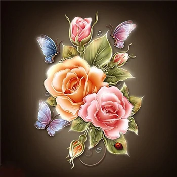 

Full Square DIY Diamond Painting 5D Diamond Mosaic Cross Stitch Embroidery Home Decoration rose butterfly