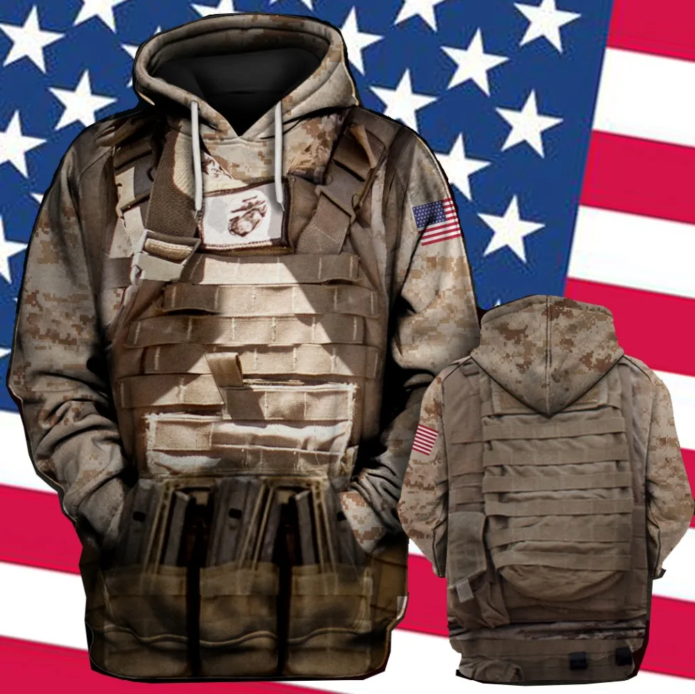 

YX GIRL 3D Print US Marines Camouflage Cosplay Mens Hoodies Sweatshirt Men Autumn Spring Tracksuit Pullover Plus US size