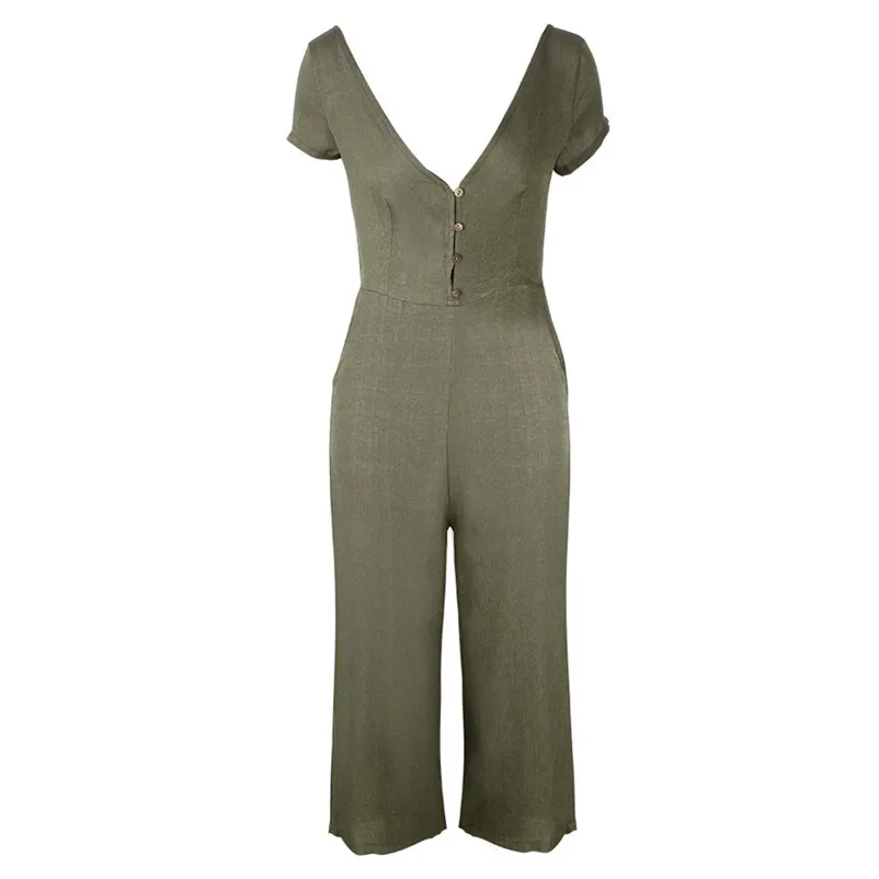 Fashion summer jumpsuit woman 2018 V-Neck Short Sleeve Strappy Holiday Long Playsuits Trouser Jumpsuit pantaloni siamesi A03#N (13)