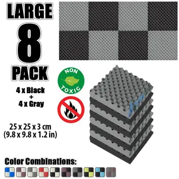 

Arrowzoom 8 pcs 9.8" x 9.8" x 1.2" Color Combination Convoluted Egg Crate Tile Studio Sound Absorbing Panel Acoustic Foam