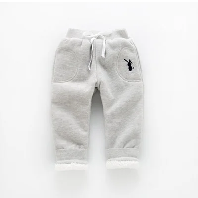 Children Outfits Winter Pants Boys Warm Thicken Casual Pants Fleece Spring Autumn Cotton Kids Pant Girl Fashion Loose Trousers - Цвет: WP930 grey