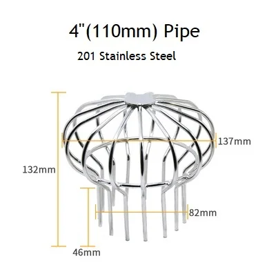 Крыша из нержавеющей стали сетка водосточная ПВХ труба вставка сливного фильтра фильтр листья канализационных стоков вставка крышка желоба - Цвет: 201-110mm
