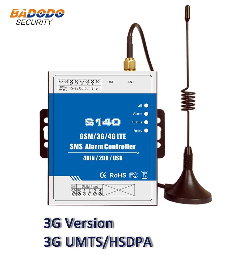 Badodo GSM SMS 2G 3g 4G Дистанционная сигнализация с контроллером системы 4 DIN 2 DOUT RTU контроллер для автоматизации системы мониторинга S140