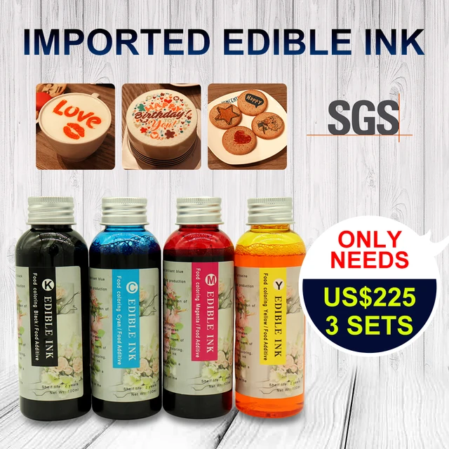 Special Price Universal Imported Edible Ink 100 ml Food Ink for Coffee Printer Food Print Machine suit for Coffee Cake Cookie Jelly Macarons