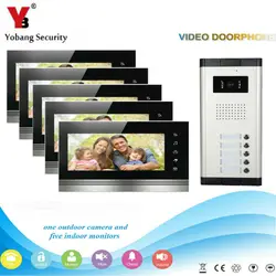 Yobang безопасности Главная видеодомофон 7'Inch монитор видео Звонок домофона громкой связи Камера Системы для 5 единиц квартиры