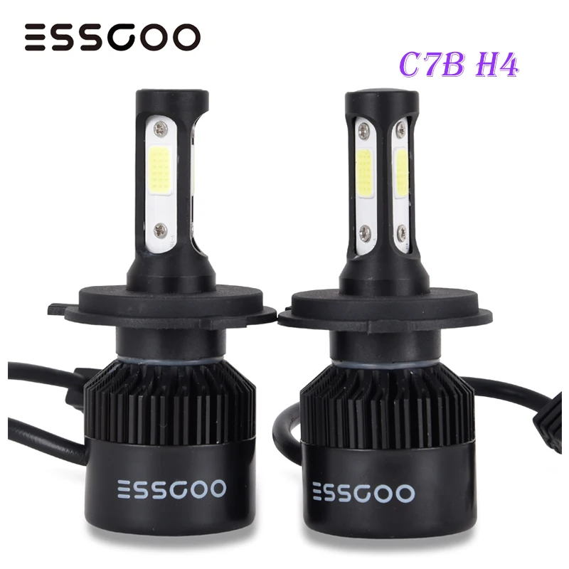 

Essgoo Car H7 LED H4 H1 H11 Headlight 72W 9000LM 6500K Lights Bulbs IP68 DC9-32V COB LED Chip Automobiles Auto Head Lamp A Pair