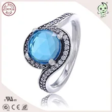 Top Quality Noble European And America Famous Silver Jewlery Summer Collection Eye Design Blue Stone 925 Real Silver Ring