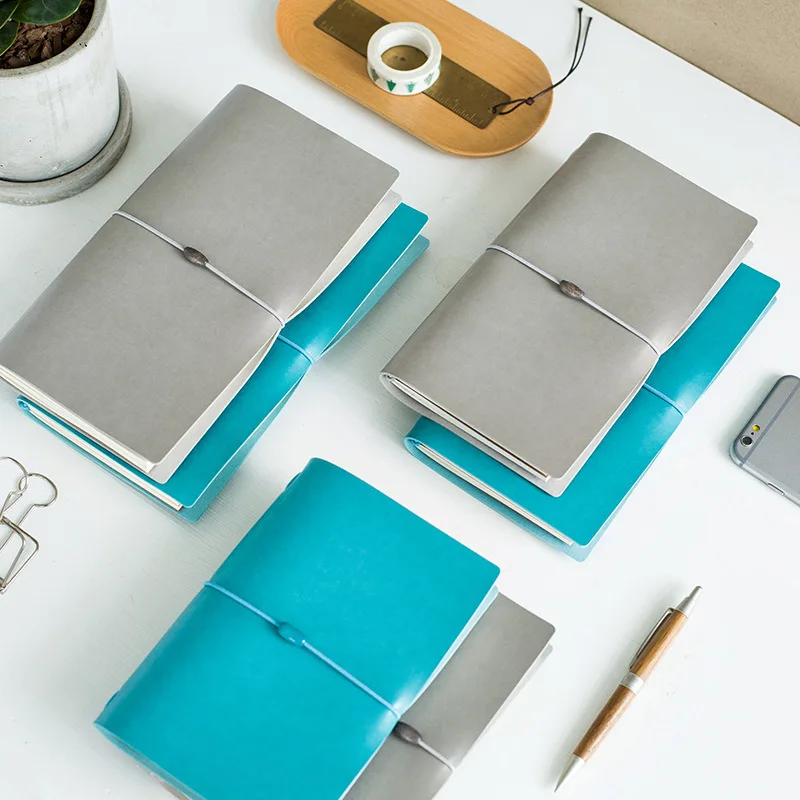

Notebook DIY bullet journal Planner Inside Paper Diary PU Leather Cover Blue/Silver 3 Sizes for student Wholesale drop shipping
