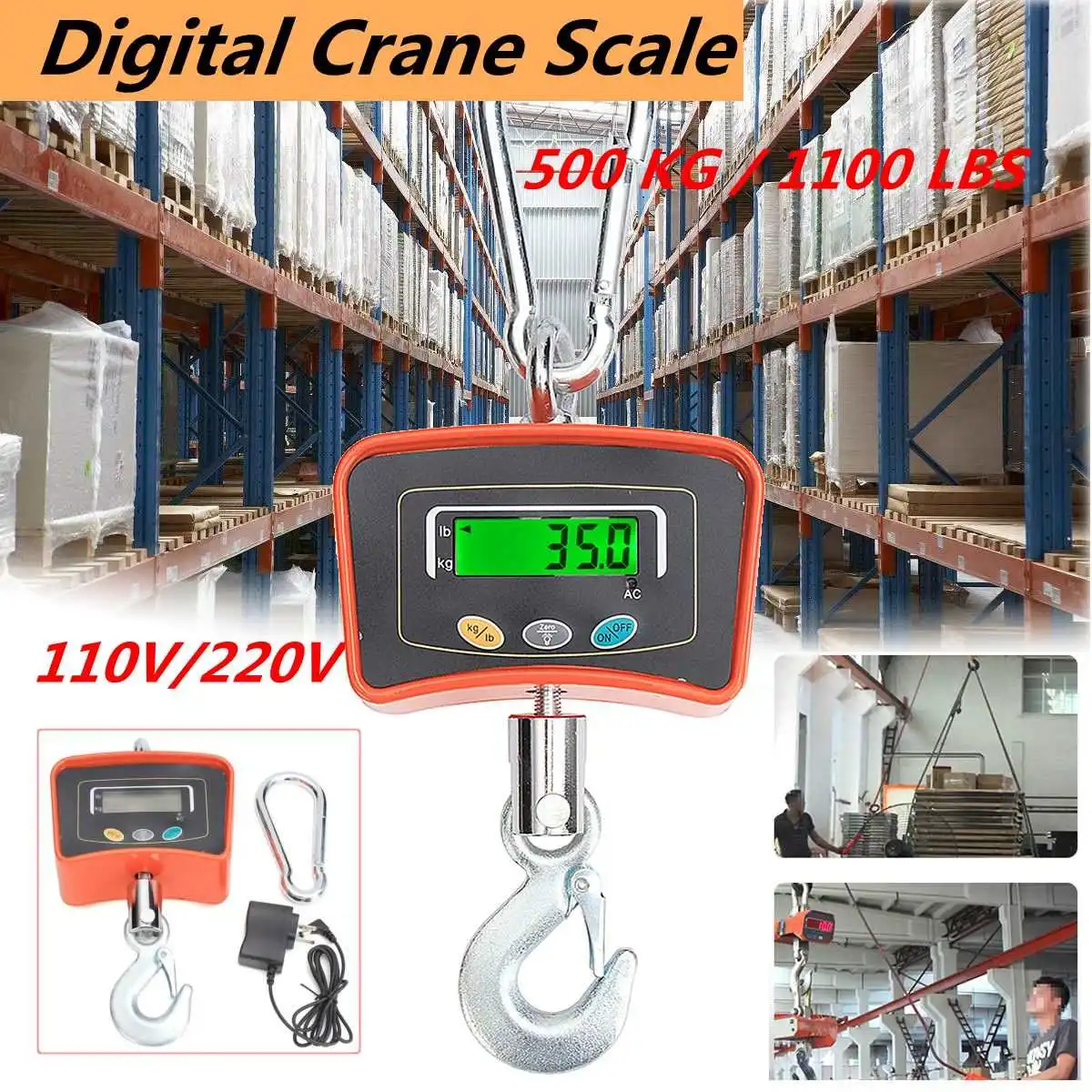Buy 500KG/1100 LBS Digital Crane Scale 110V/220V Heavy