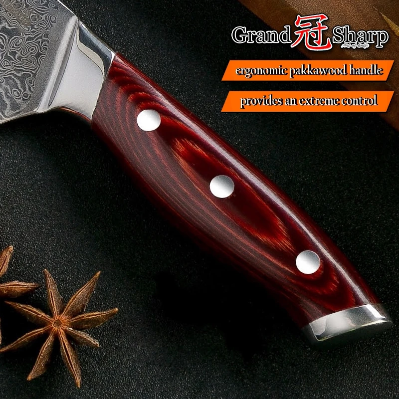 Японские Дамасские Ножи GRANDSHARP 67 слоев дамасский шеф нож 8 дюймов зеркальное
