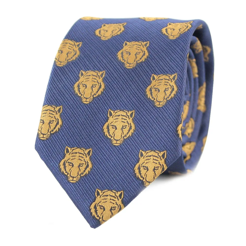 

Tiger Head Necktie Microfiber Jacquard Gold Tiger Head Pattern Tie Father's Day Birthday Wedding Gift