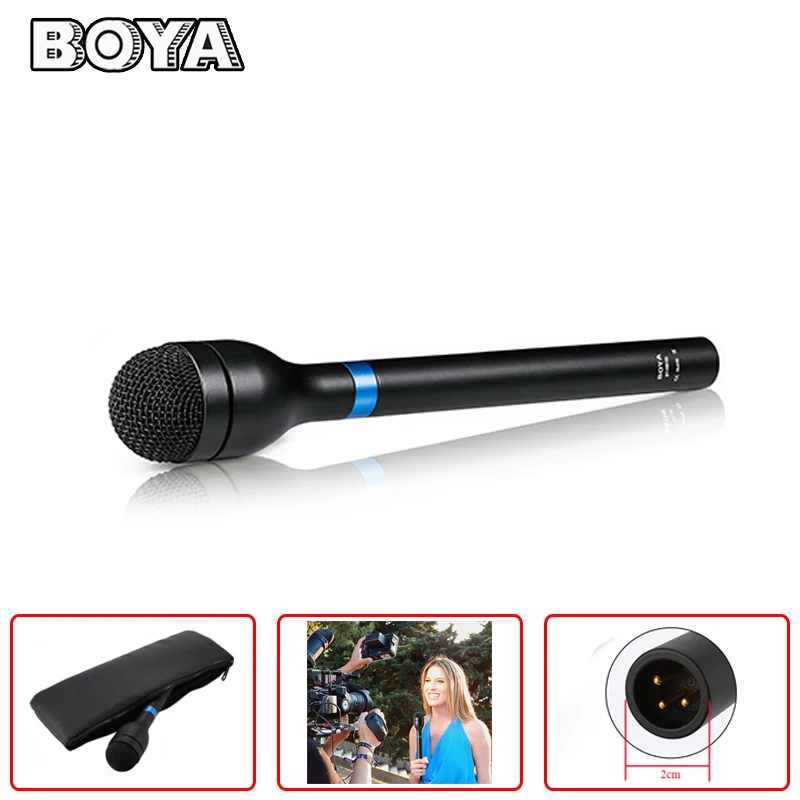 

BOYA BY-HM100 Omni-Directional Handheld Dynamic Microphone XLR Long Handle for ENG & Interviews & News Gathering Report