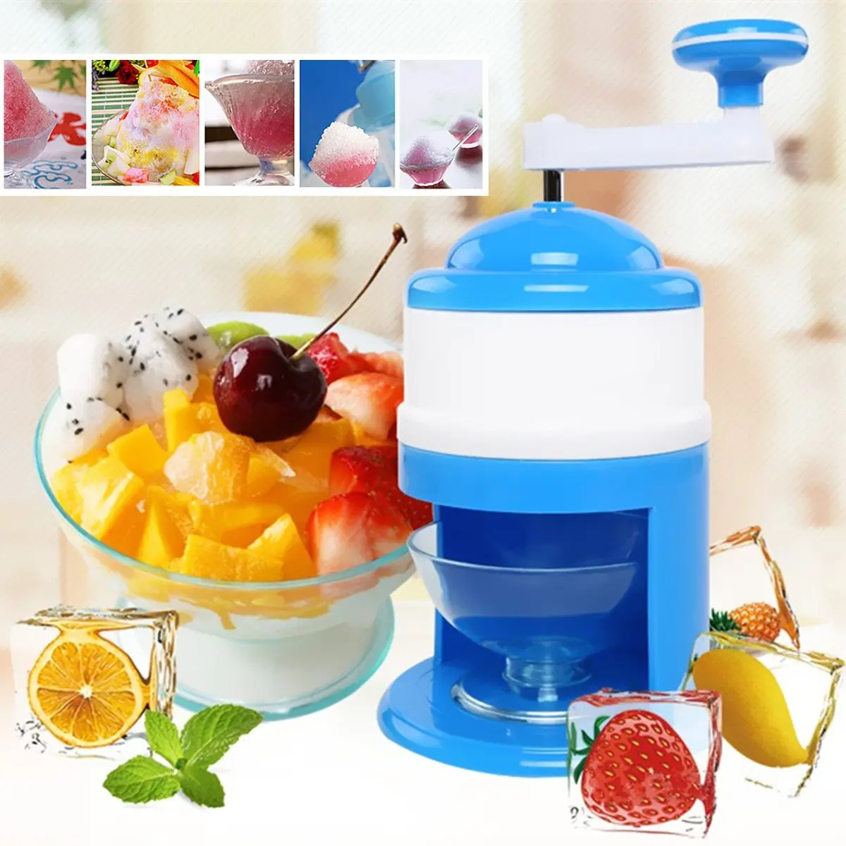 DIY Portable Hand Crank Manual Ice Shaver Crusher Shredding Snow Cone Maker  Machine Home Kitchen Ice Cream Maker Supplies