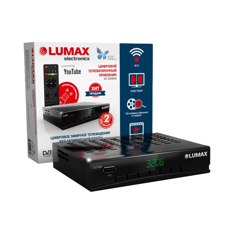 

Цифровой телевизионный приемник LUMAX DV3206HD черный