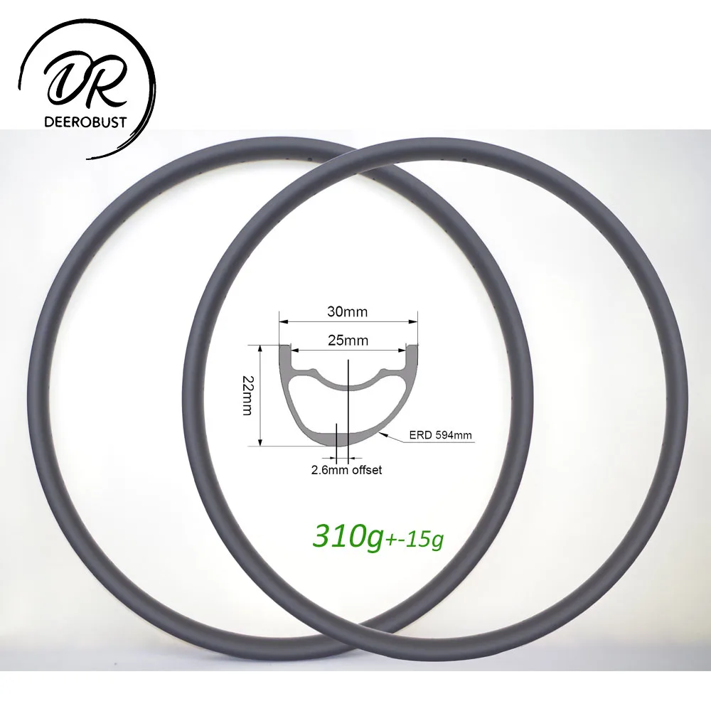 

ZERO TAXES 310g 29er 22mm x 30mm Asymmetric MTB Carbon Rims XC Racing Bicycle Wheel 29 inch Mountain Bike Tubeless Clincher 25mm