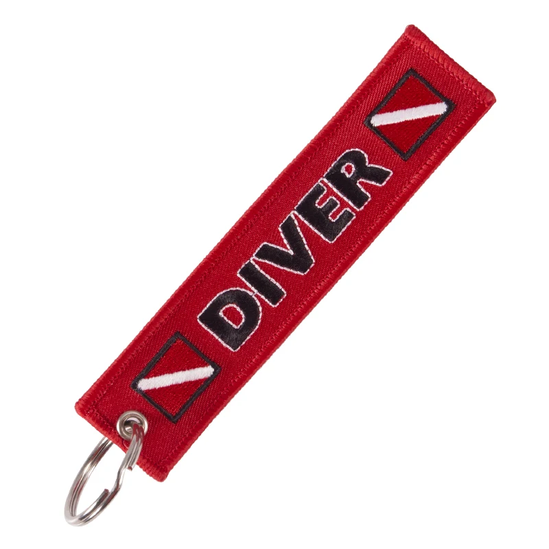

Red Mobile Phone Strap Double-sided Embroidery Diver Keychain Bijoux for Motorcycles Porte Clef Key Ring Chain Mobile Straps