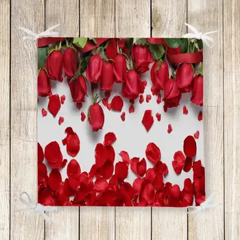 

Else Red Roses Romantic Leaves Flower 3d Print Chair Pad Seat Cushion Soft Memory Foam Full Lenght Ties Non Slip Washable Zipper
