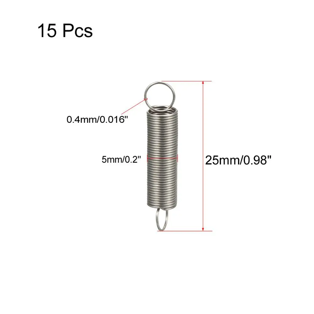 

UXCELL 15pcs Extended Compressed Springs Stainless Steel Small Dual Hook Tension Spring for Electronics Automotive Mold Railway