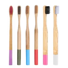 Y& W& F 1 шт. зубная щетка из натурального бамбука черная головка круглая бамбуковая ручка Мягкая Черная Щетина зубная щетка для взрослых экологичная