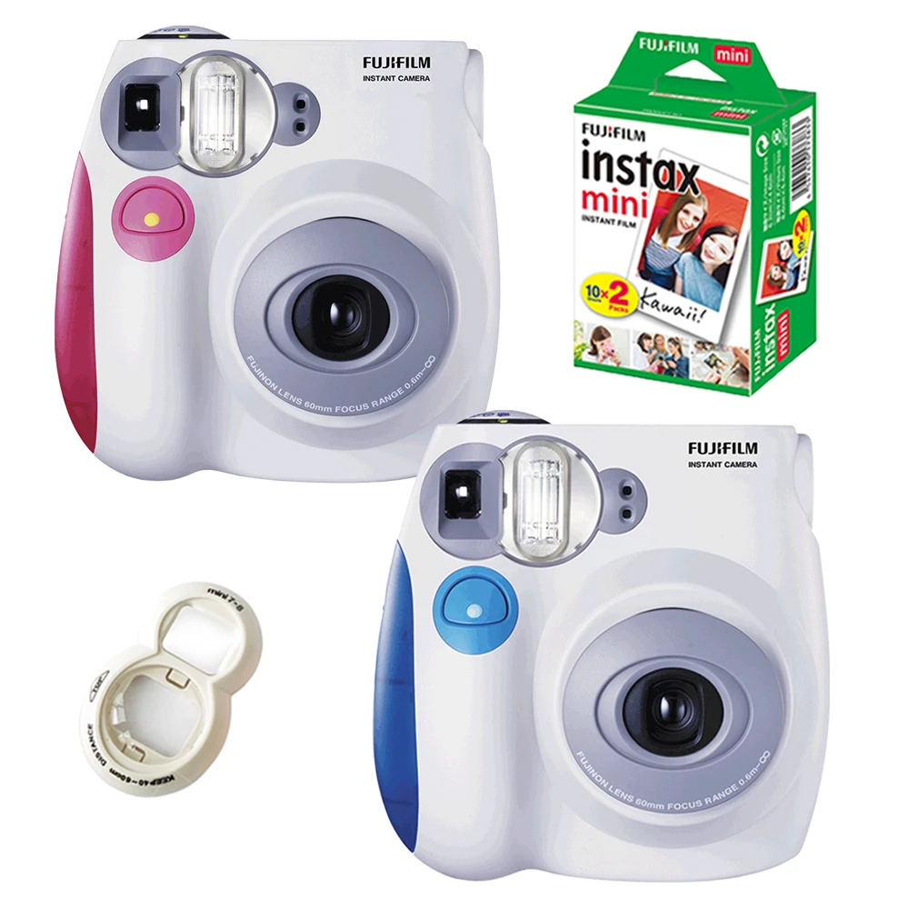 Fujifilm Instax Mini 7s набор камер/10 в 1 комплект крупным планом объектив+ наклейки+ другие аксессуары/с 20 листов Белая Мини-пленка фото