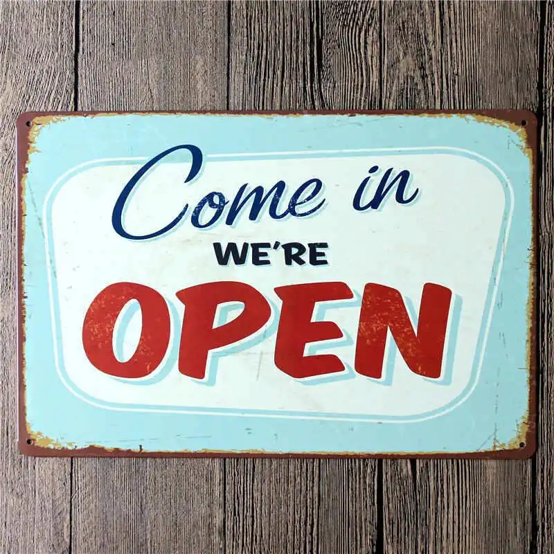 Open Closed Signs Coffee Decoration Tin Plate Pub Retro Decorative Bar ...