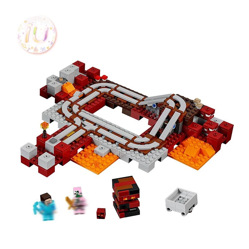 

BELA 10620 My Worlds Series The Nether Railway Building Blocks Brick Birthday Gift Toys For Children 399 Pcs Compatible 21130