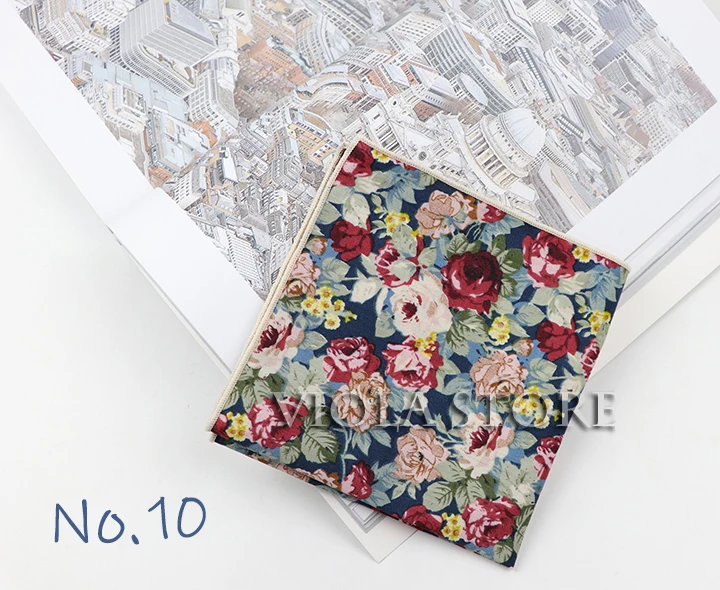 27cm New Floral Printed Big Handkerchief Cotton Men Hankie Wedding Banquet Party Pocket Square Flower Gift Accessory Quality