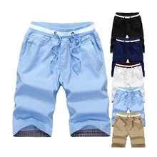 Летние мужские хлопковые брюки для отдыха с 5 точками, тонкие пляжные брюки